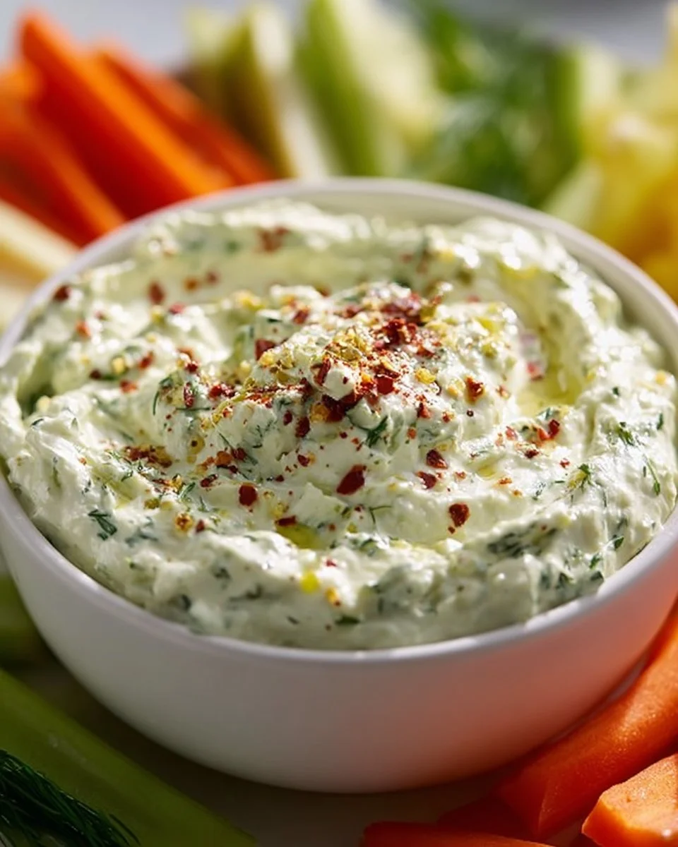Delicious bowl of homemade Dill Pickle Dip served with crackers