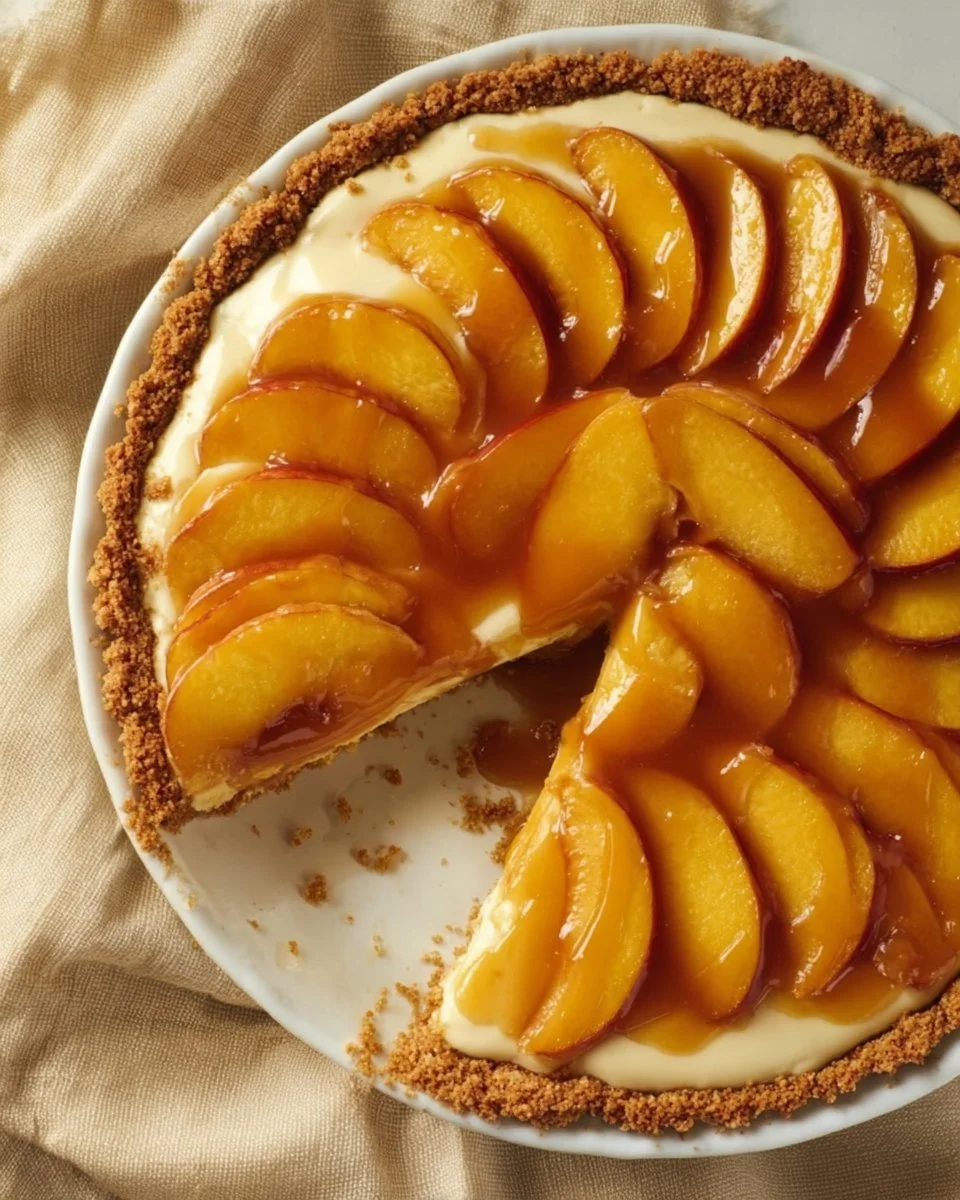 Fresh apricot cheesecake tart with creamy filling and ripe apricots on top