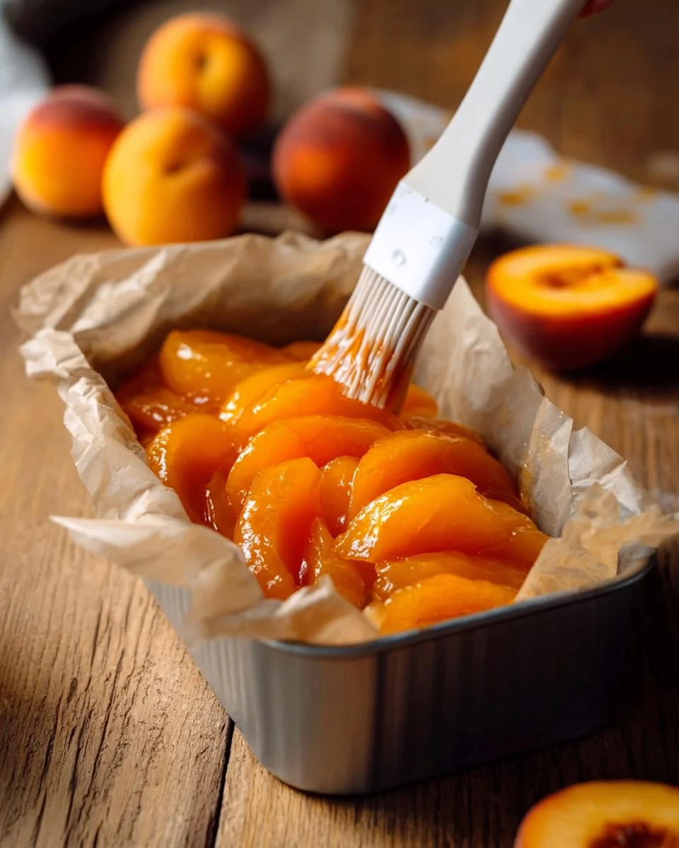 No-Bake Peach Cheesecake dessert with fresh peaches on top