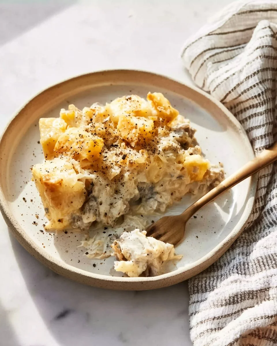 Delicious breakfast biscuit casserole with eggs and cheese for a hearty morning meal.