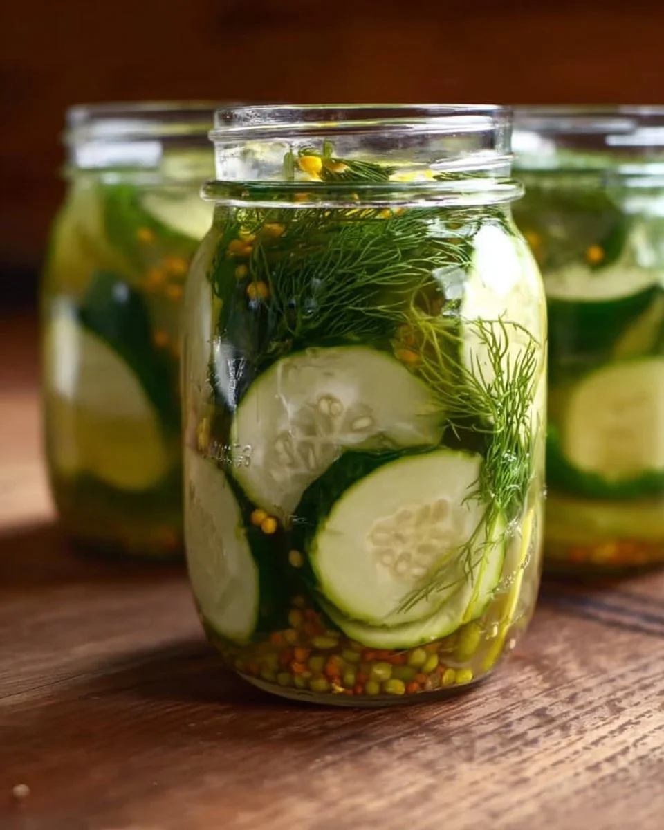 Homemade easy dill refrigerator pickles in a glass jar