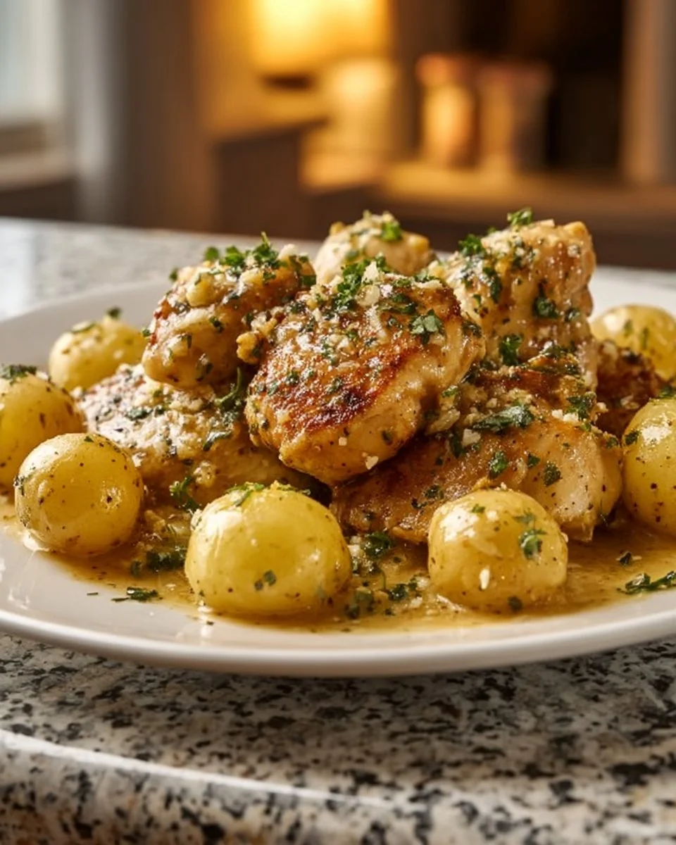 Garlic Parmesan Chicken and Potatoes in a slow cooker
