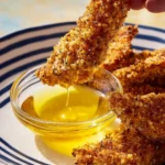 Crispy Lemon Parmesan Chicken Tenders served with fresh herbs