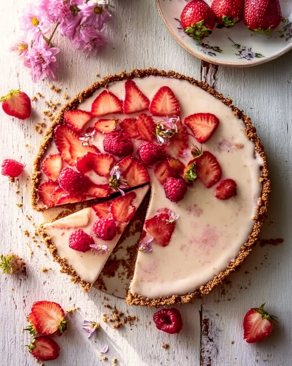 No Fuss Strawberry Cream Pretzel Tart with fresh strawberries and whipped cream