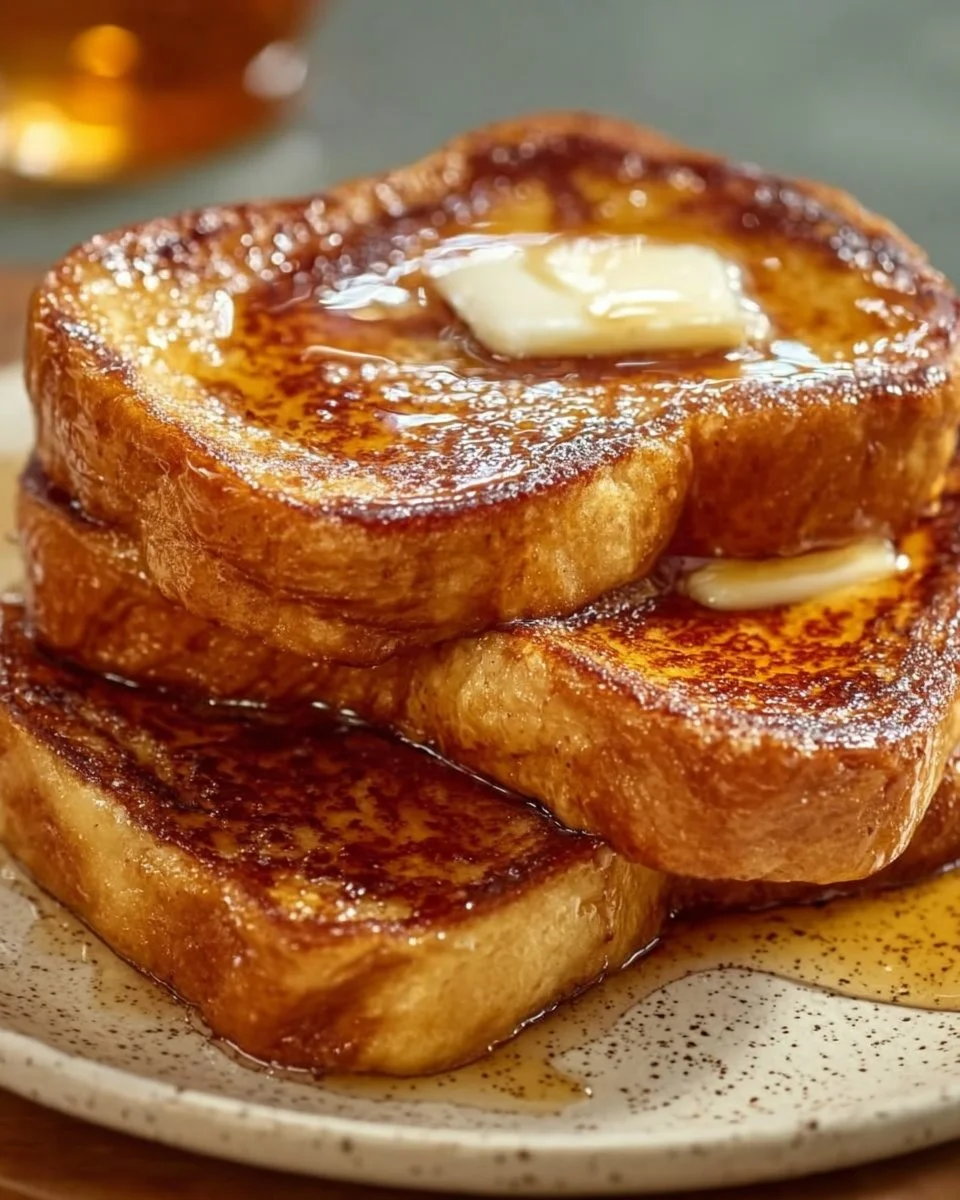 Delicious Overnight Crème Brûlée French Toast served with fresh berries.
