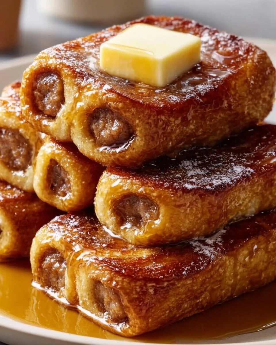 Savory Sausage Cinnamon Roll-Ups served on a platter, ready to be enjoyed.