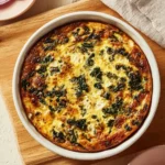 Crustless Swiss Chard Quiche served on a plate with fresh herbs