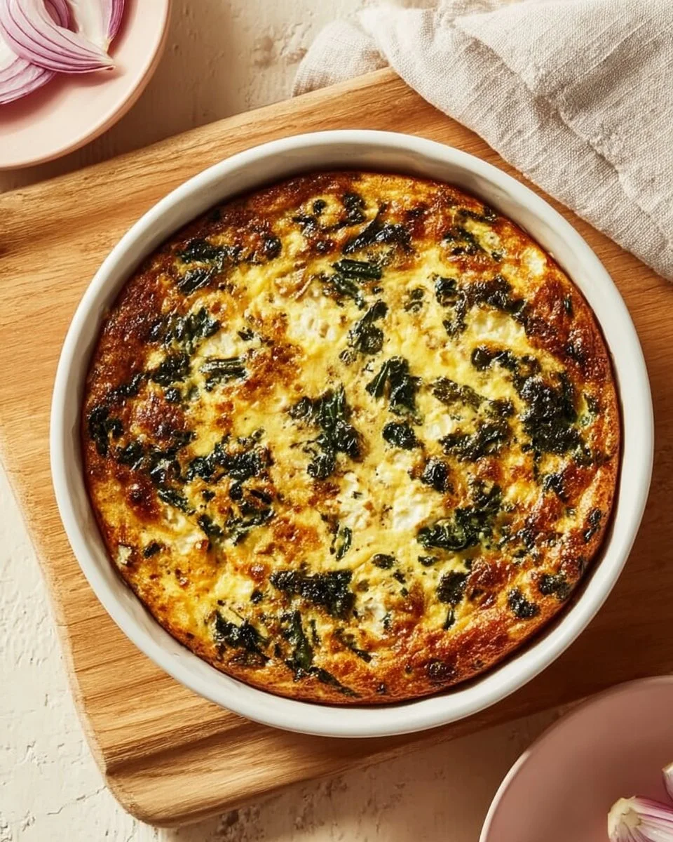 Crustless Swiss Chard Quiche served on a plate with fresh herbs