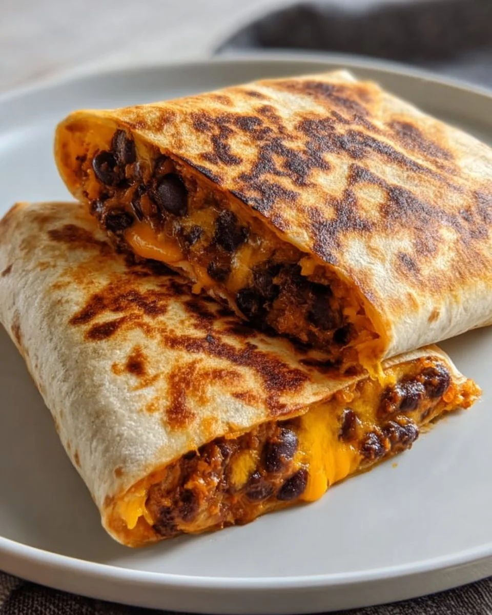 Vegan black bean quesadillas served on a plate with fresh toppings.
