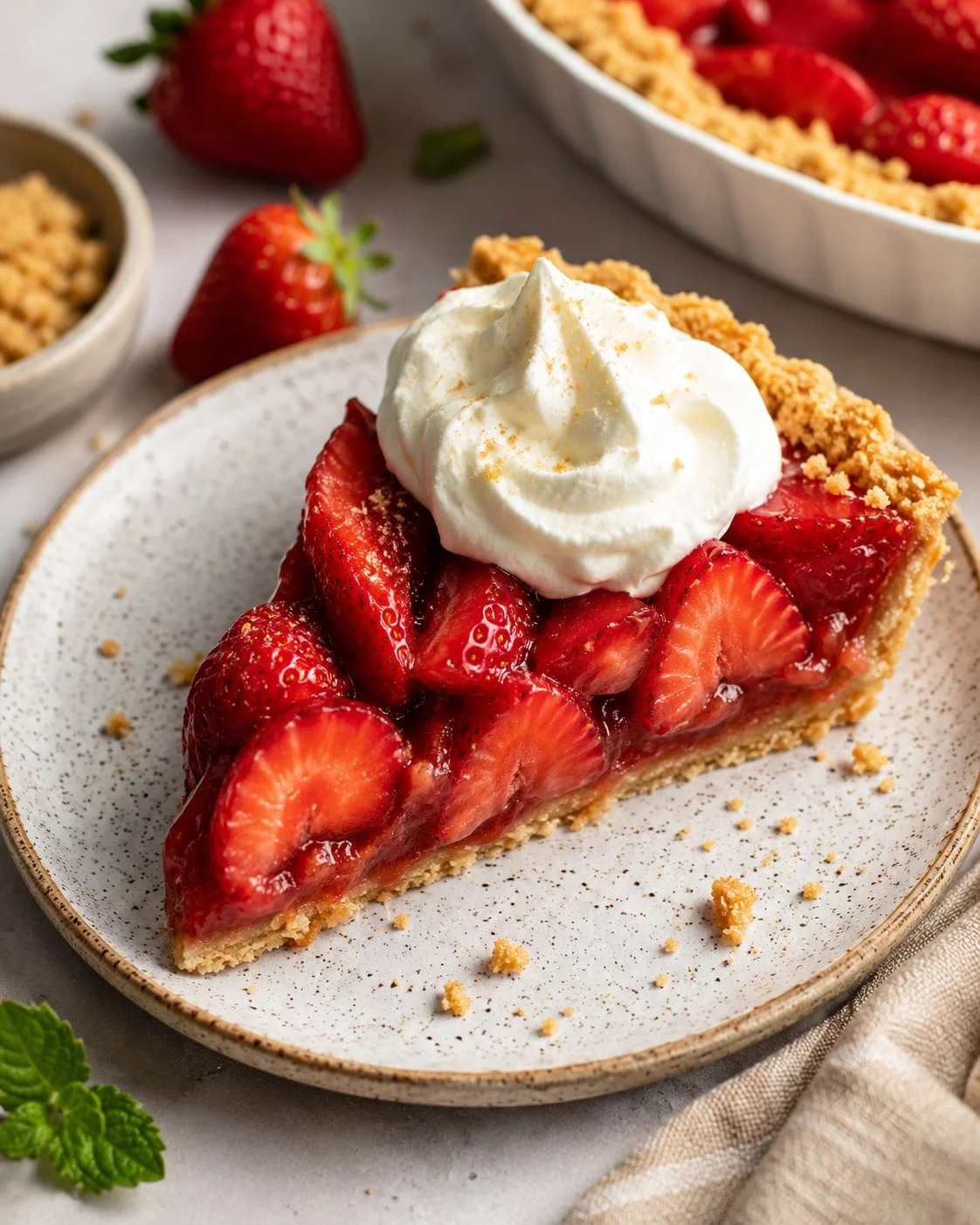 Delicious easy strawberry pie with fresh strawberries and cream filling